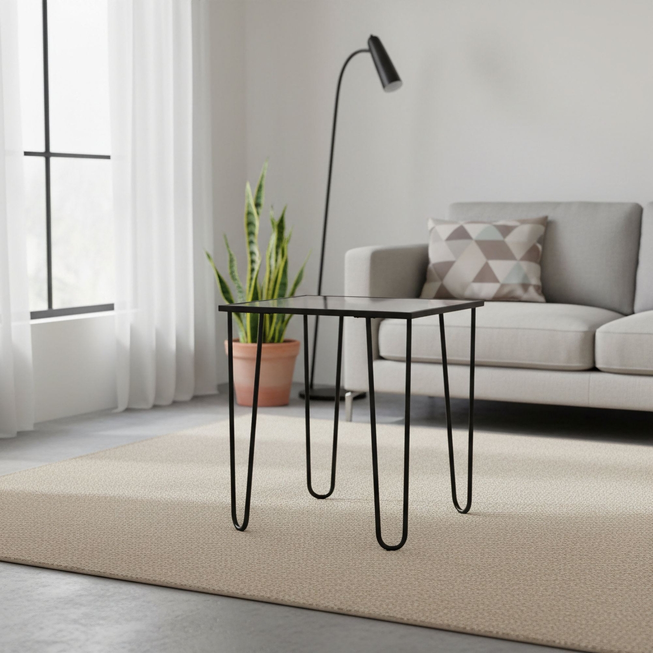 Masuta de cafea, Hanah Home, Shb-032, 53x55x53 cm, Negru/Transparent - view 3