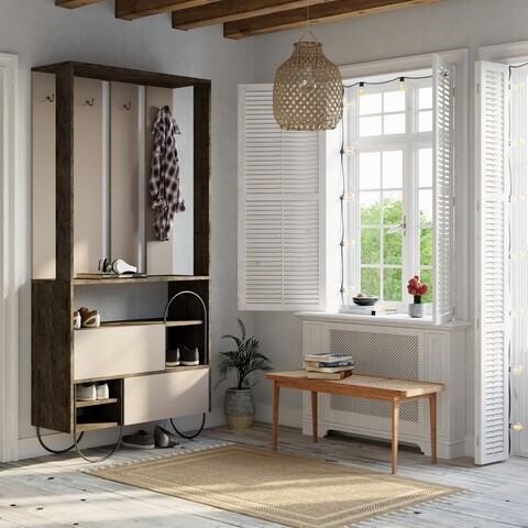Cuier Norfolk, Decortie, 97x35x200 cm, PAL melaminat, maro inchis/maro deschis 97x35x200