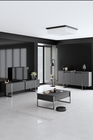 Set mobilier living, Bexley, Luxe, Antracit / Argintiu