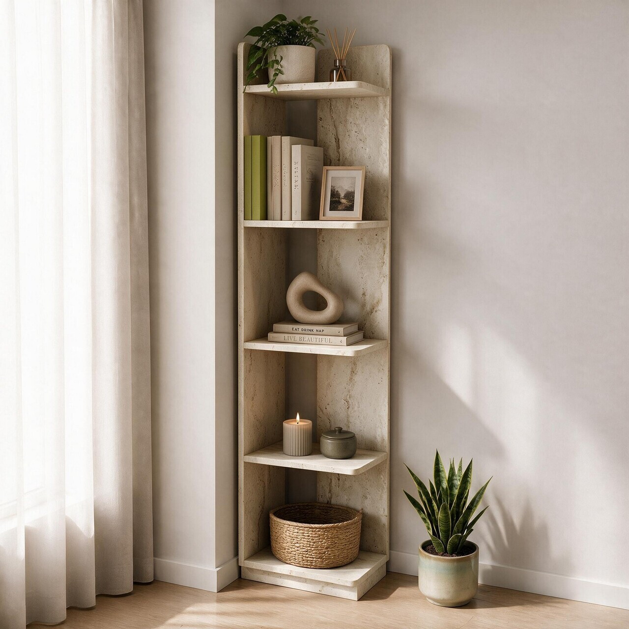 Corp biblioteca, Hanah Home, Aura, 37.8x150x23.8 cm, Travertin