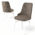 Set de scaune, Charlotte, Pare, Metal, Cappuccino / Alb