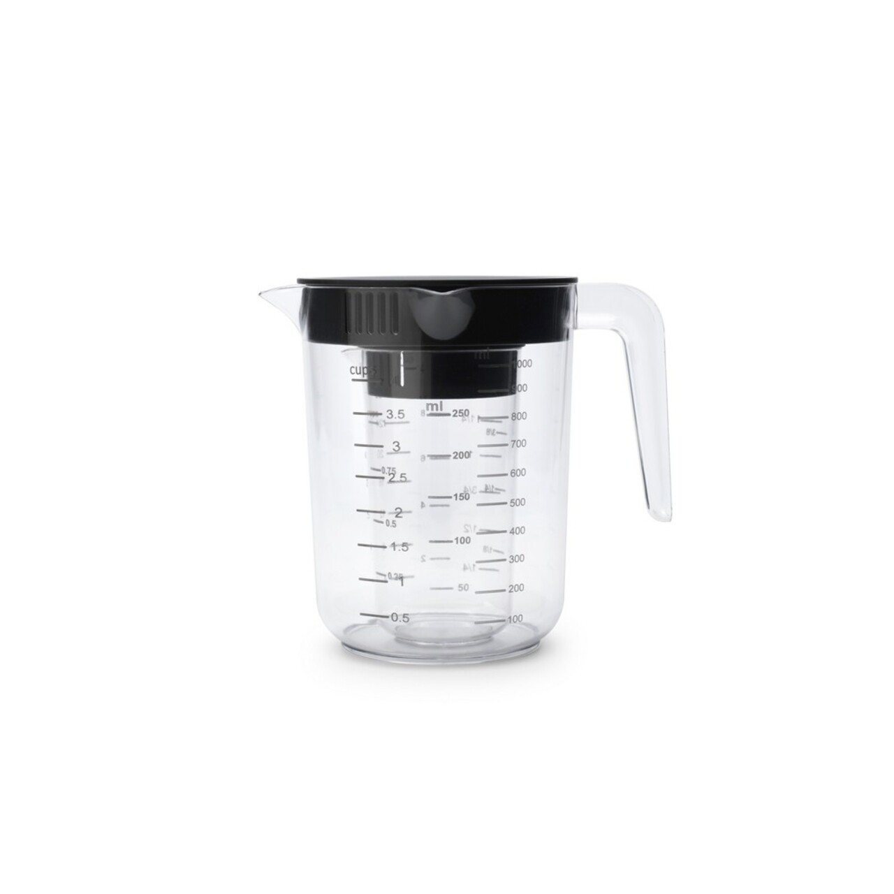 Set cana gradata pentru masurat 2 piese, Brabantia, Tasty+, 1 L, 250 ml, plastic, gri inchis - imagine 3