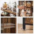Bufet inferior cu usi din sticla Glatal, Vasagle, 100 x 35 x 80 cm, PAL/otel, maro rustic