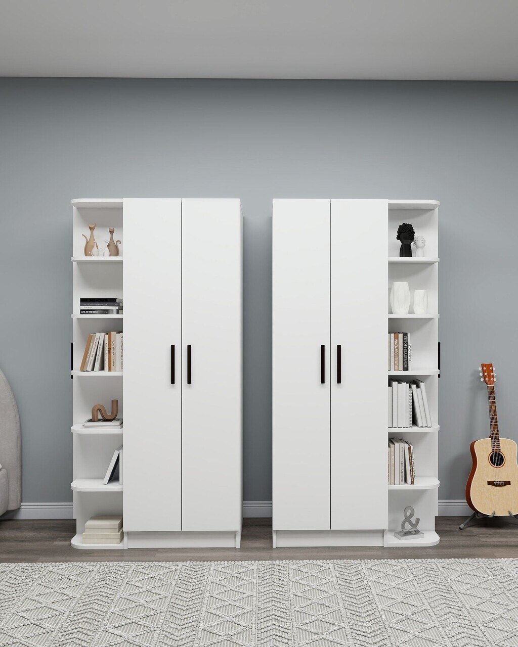 Dulap pentru haine, Hanah Home, Linda Luses, 180x181.8x50 cm, PAL, Alb — imaginea 4