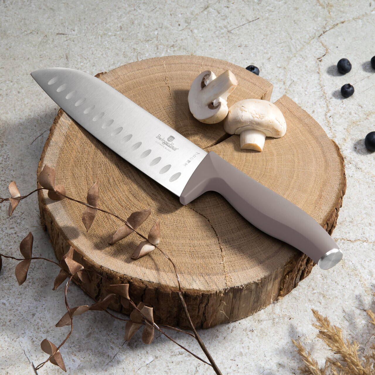 Set 9 cutite cu suport Berlinger Haus, Taupe, inox/bambus, taupe mat/natur - view 4