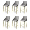 Set scaune de bar 6 piese, Charlotte, Enox, Metal, Gri / Auriu
