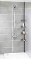 Etajera de colt extensibila pentru baie, Wenko, Dolcedo, 31 x 23 x 65 - 275 cm, inox/bambus, negru/natur