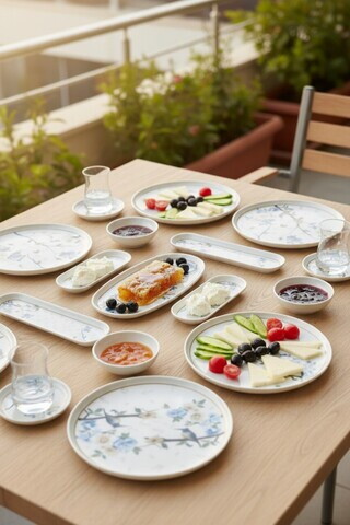 Set de mic dejun, Hermia, 208PEK1130, Portelan, Platou cu măsline: 25 cm (2 bucăți), Multicolor