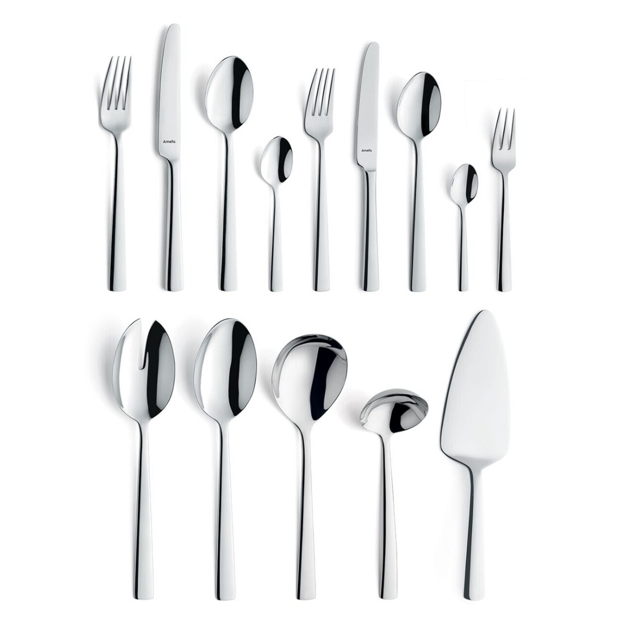 Set tacamuri 60 piese, Moderno, Amefa, 6 persoane, inox 18/10, argintiu - 1 | YEO