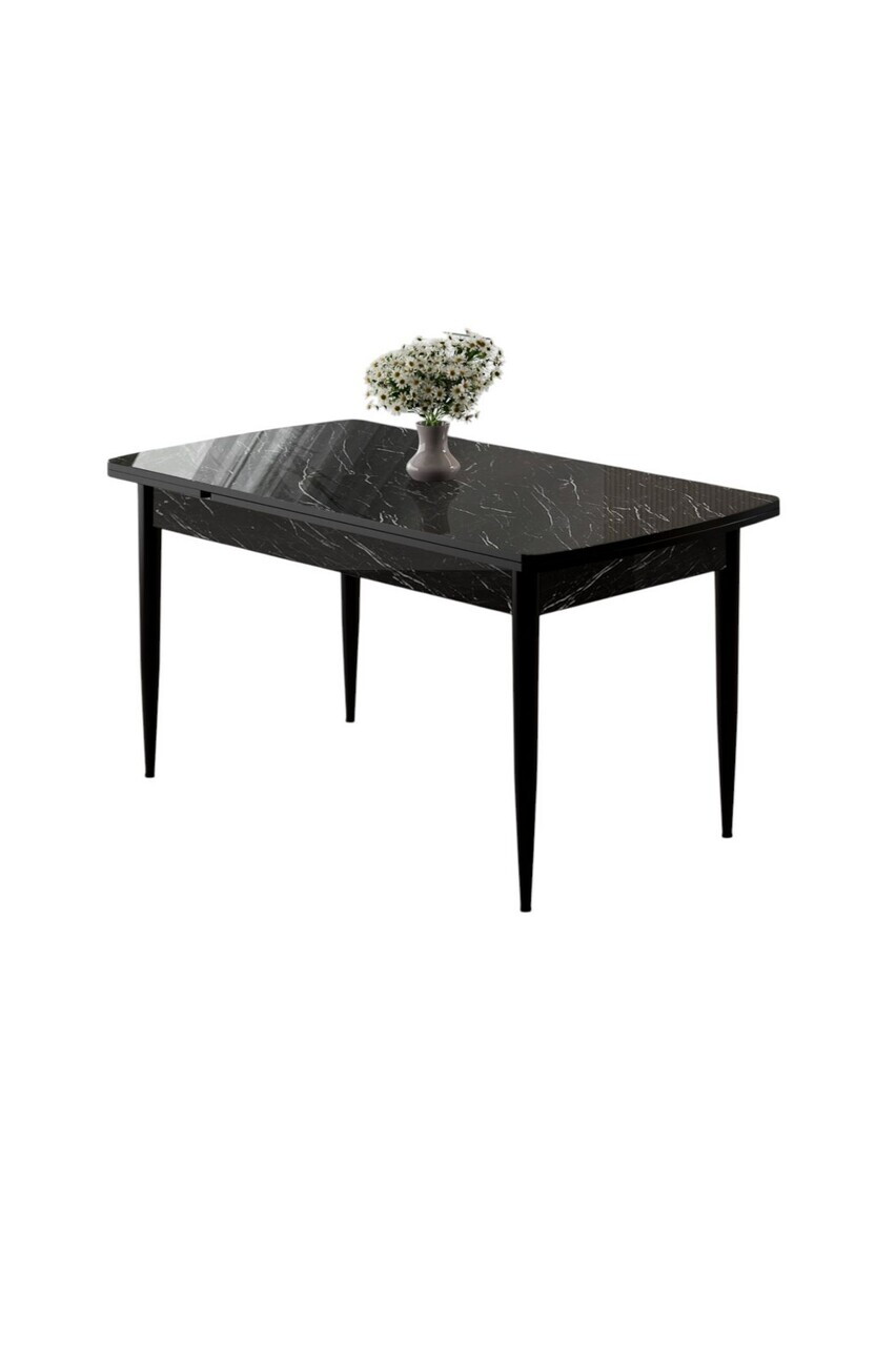Masa extensibila, Hanah Home, Nola, 77x78x130 cm, Model de marmură neagră / Negru — imaginea 2