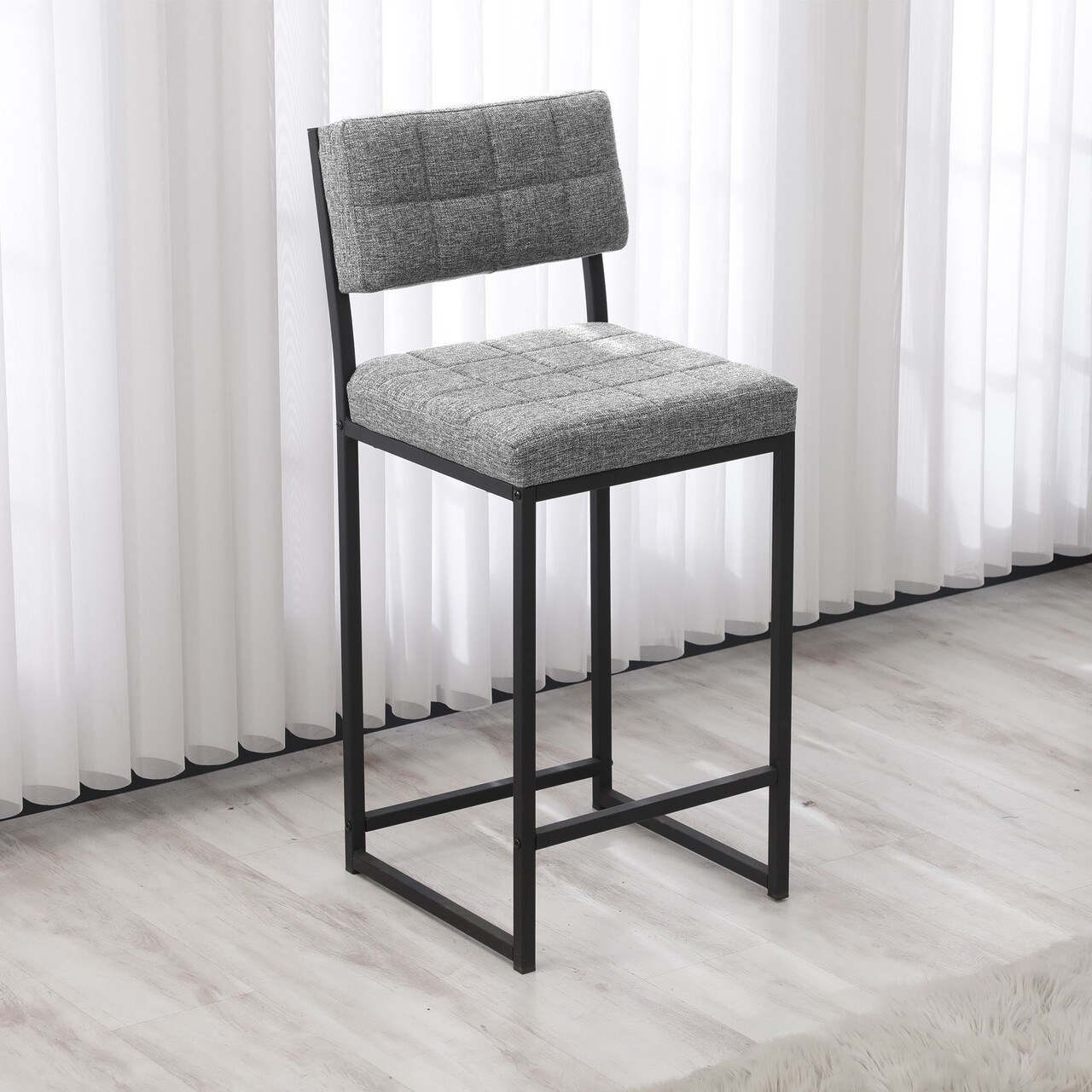 Scaun de bar, Hanah Home, Retro, 40x98x40 cm, Gri - imagine 2