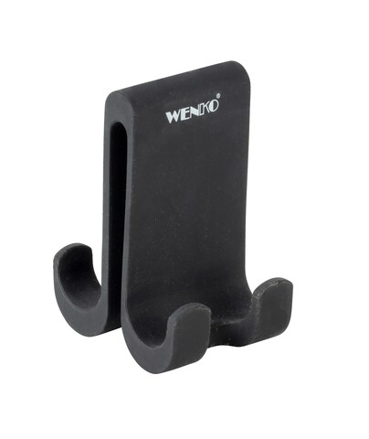 Suport cu agatatoare pentru dus, wenko, verna duo, 5 x 9.5 x 7 cm, silicon, negru