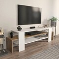 Comoda TV, Zena Home, Lenora, 150x45x35 cm, PAL, Alb/Maro