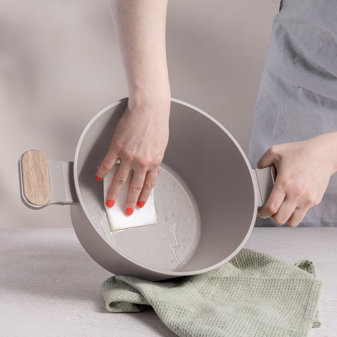 Oala cu capac Berlinger Haus, Taupe Nordic, 24 cm, 4.3 L, aluminiu forjat, taupe mat/natur - imagine 5