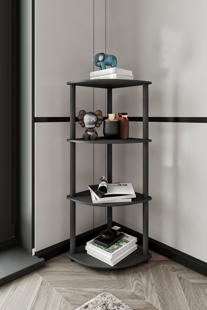 Corp biblioteca, Hanah Home, Bookcase 4 Corner, 34x105x34 cm, MDF , Negru
