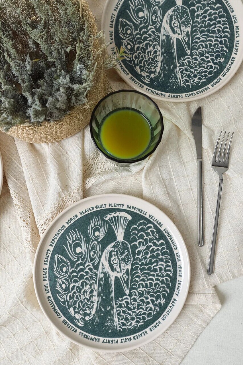 Set farfurii pentru desert, Hermia, 275KRM2016, Ceramica, Crem / Albastru marin - view 4