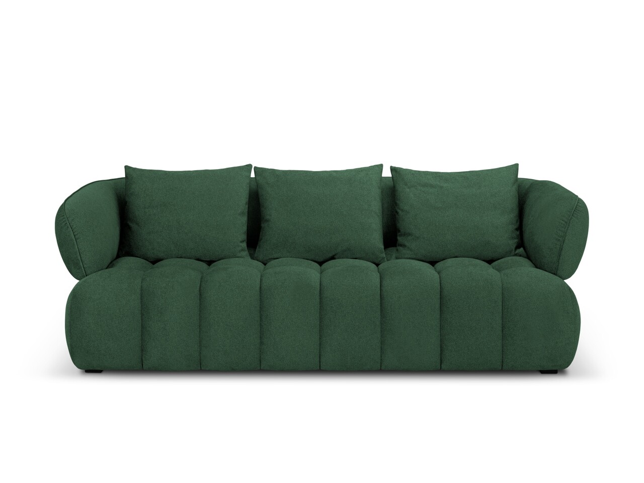 Canapea 3 locuri, Reese-192, Micadoni Home, 256x100x84 cm, catifea structurata, verde