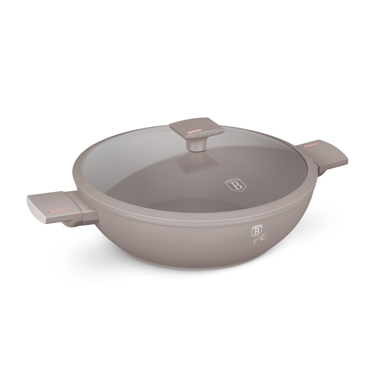 Tigaie Wok cu capac Berlinger Haus, Taupe, 30 cm, aluminiu forjat, taupe mat - imagine 6