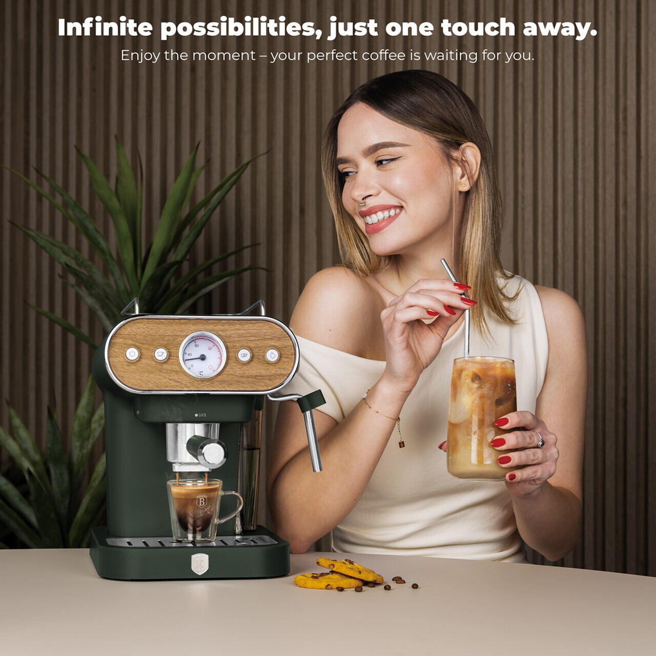 Espressor 3 in 1 Berlinger Haus, Matte Green, 950W, 23x26.5x30.5 cm, inox, verde mat/natur - view 10