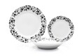 Serviciu de masa 12 piese, Sabichi, Bramble Black, portelan, alb/negru