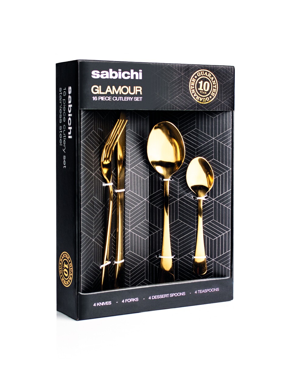 Set Tacamuri Din Inox, 16 Piese, Sabichi, Gold Glamour