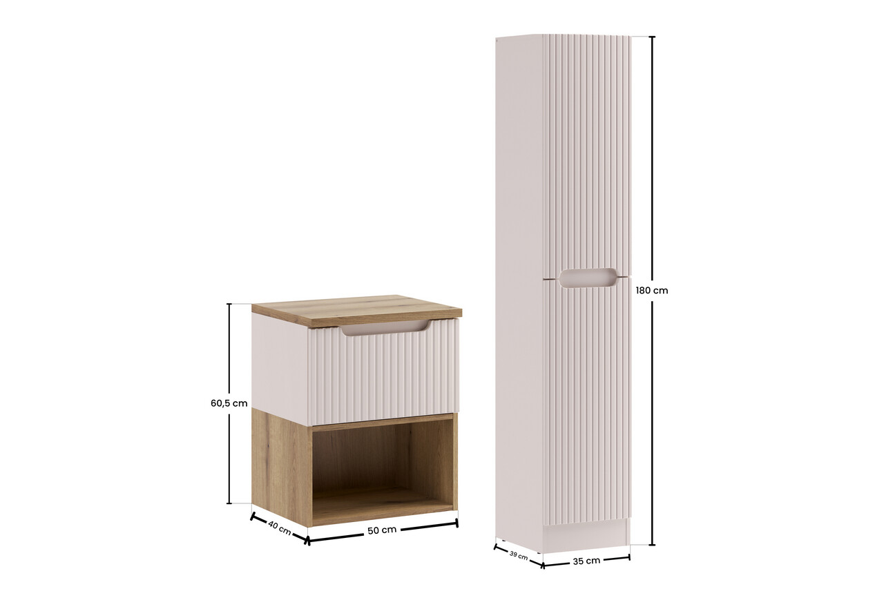Set mobilier baie Nova Cashmere 50 cm LR HCLB, dulap suspendat si masca cu lavoar, Comad, MDF/PAL, casmir - view 2