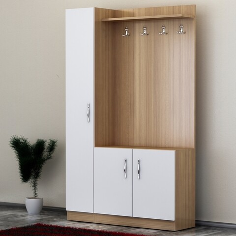 Cuier Si Pantofar Naturel, Decorotika, 110×31.8×180 Cm, Alb/bej Cuier Si Pantofar Naturel, Decorotika, 110×31.8×180 Cm, Alb/bej