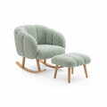 Set fotoliu cu aripioare și puf (2 piese), Atelier del Sofa, 666HAC5108, PAL, Verde