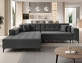 Coltar extensibil stanga 4 locuri ELTAP, Sol-08, Solange, 292x196x84 cm, lemn/poliester, gri