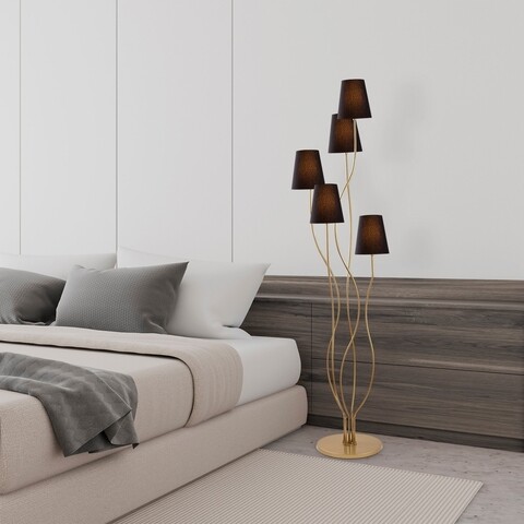 Lampadar, Bonibon – 13242, Fulgor, 44 x 44 x 160 cm, 5 x E14, 40W, auriu/negru