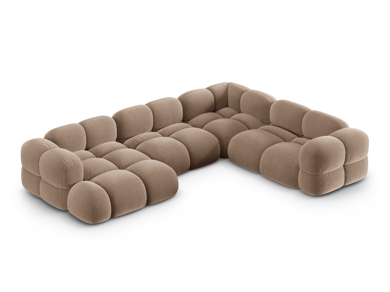 Coltar panoramic dreapta 5 locuri, Loretto, Cosmopolitan Design, 345x250x68 cm, catifea, bej inchis
