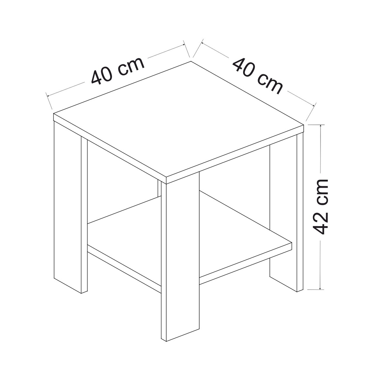 Masuta, Antec, Midi Yan, 40x40x42 cm, PAL, Maro