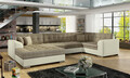 Coltar extensibil stanga 5 locuri ELTAP, Damario, 338x189x78 cm, lemn/poliester, bej inchis/bej deschis