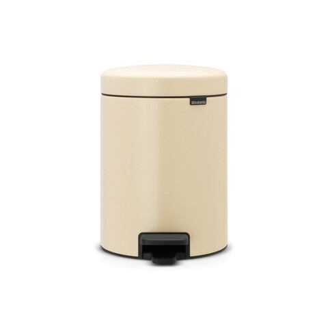 Cos de gunoi cu pedala, Brabantia, Icon Almond, 5 L, inox, crem