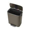 Cos de gunoi cu pedala, Brabantia, Bo Pedal Platinum, 60 L, 36.3x54.1x65.2 cm, otel, gri inchis
