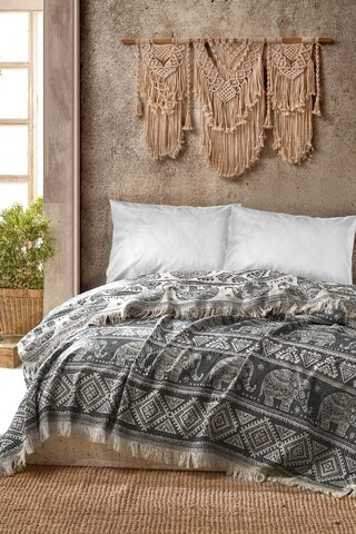 Cuvertura Double Pique, 220×240 cm, 100% bumbac, Fil, Viaden, antracit mezoni.ro