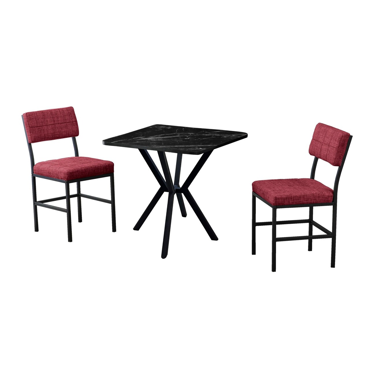 Set masa extensibila si scaune, 3 piese, Hanah Home, Dubai, Burgundiu / Negru - view 2