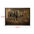Tablou decorativ, Elephant Horde, Lemn, Lemn, Multicolor