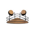 Etajera de colt pentru baie Leoma, Homla, 21x21x13 cm, metal/lemn, negru/maro
