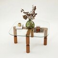 Masuta de cafea, Neostill, Kei, 80x40x80 cm, Sticla temperata , Maro