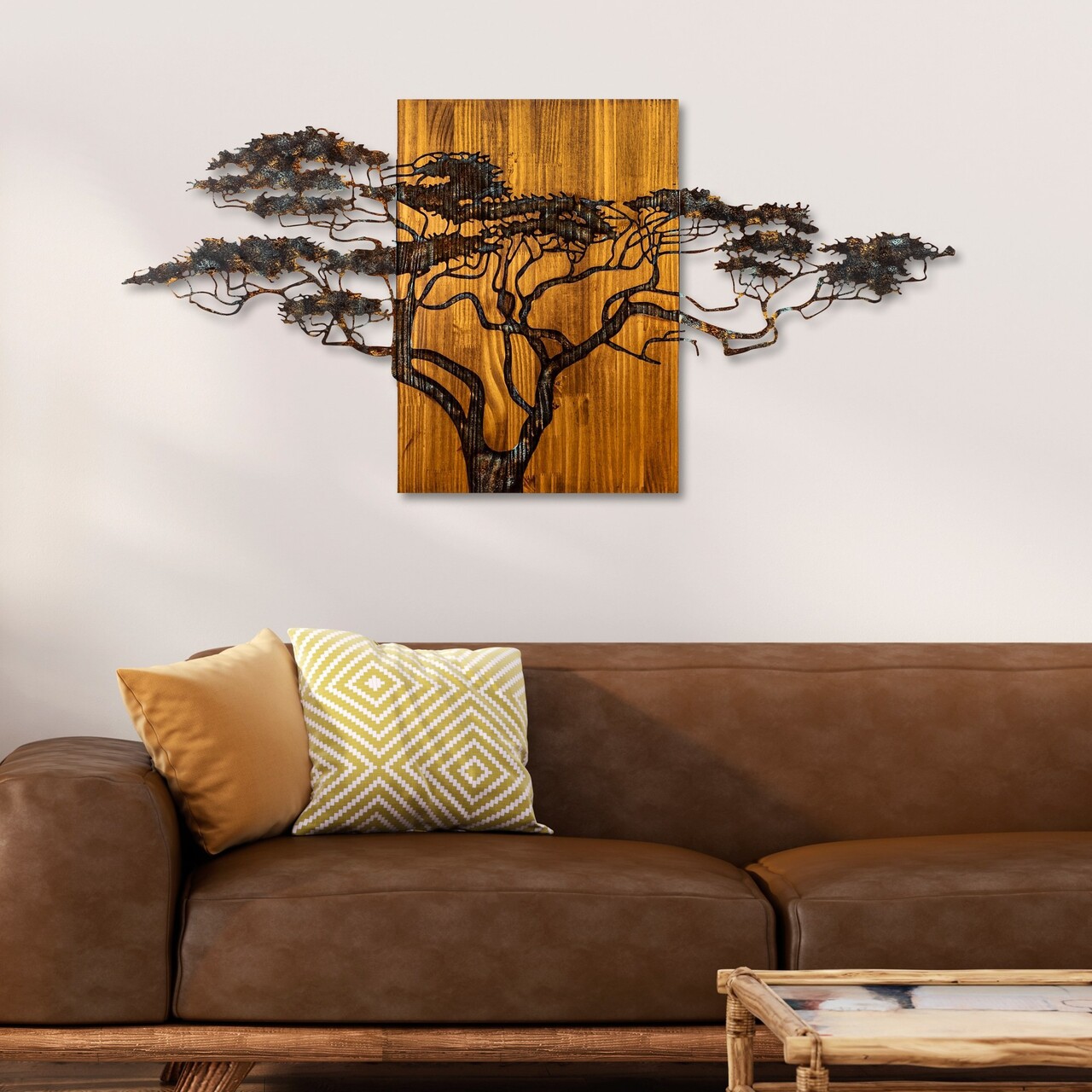 Decoratiune de perete, Acacia Tree, Lățime: 144 cm Înălțime: 70 cm Adâncime: 3 cm, Multicolor - view 4
