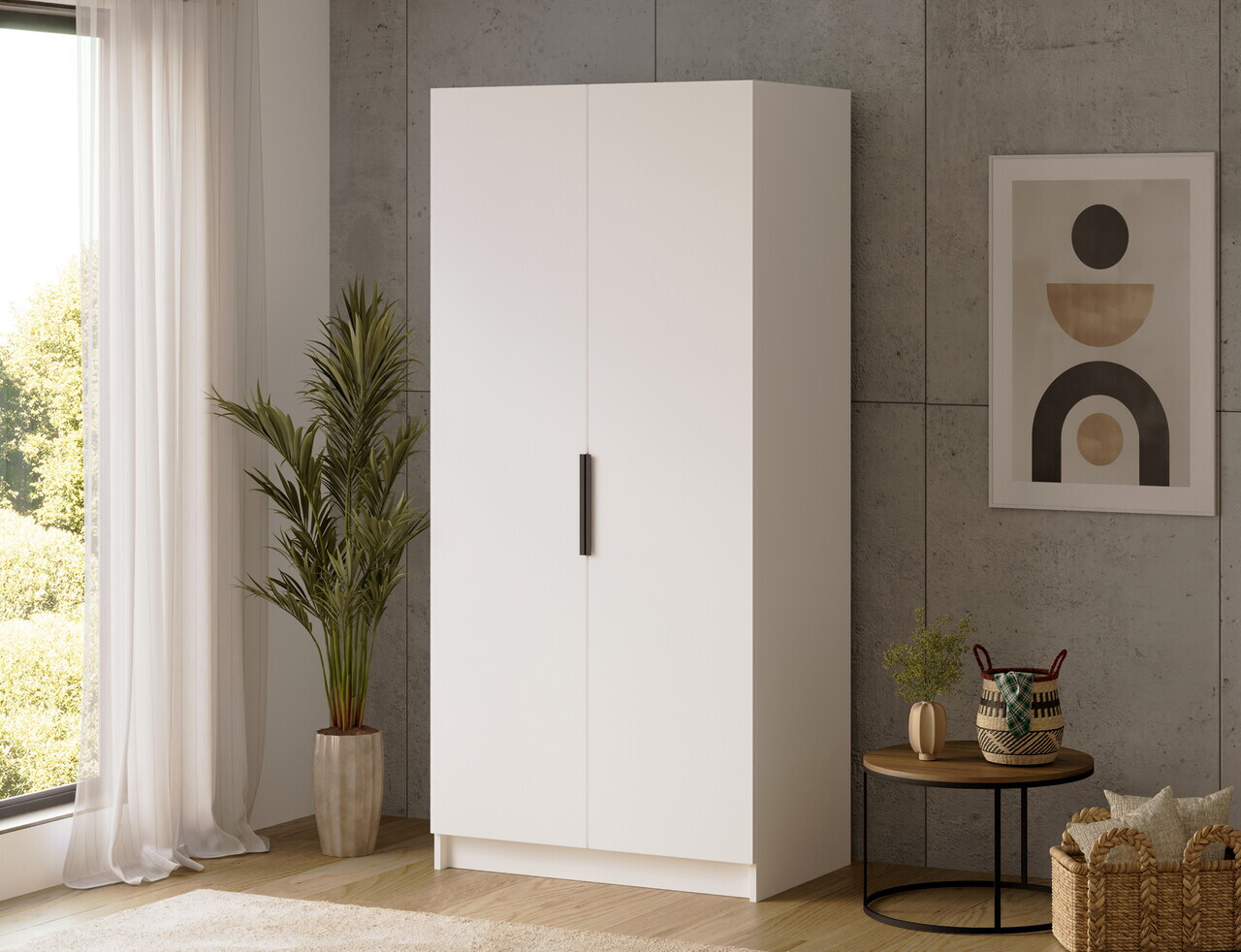 Dulap pentru haine ELTAP, W-SZA100, Mirtillo, 100x60x216 cm, PAL laminat, alb — imaginea 5