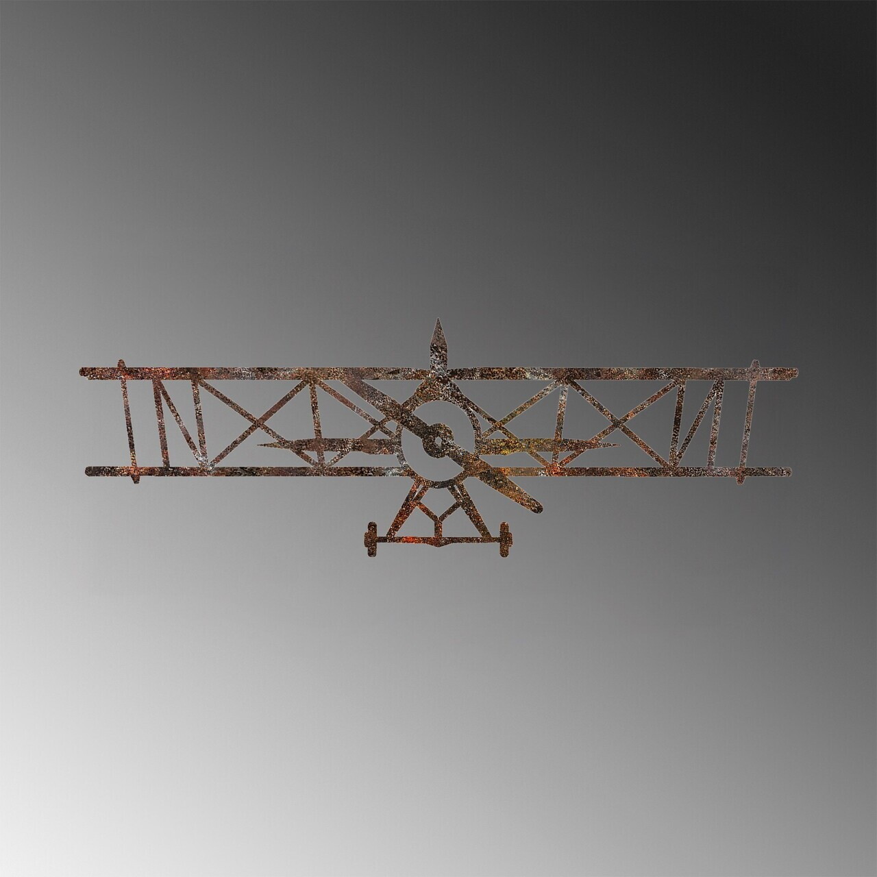 Decoratiune de perete, Rusty Airplane, Dimensiune: 23 x 70 cm, Maro antichizat — imaginea 7