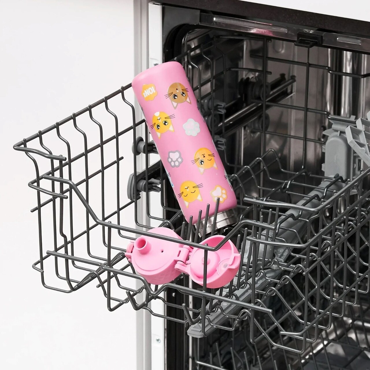 Sticla apa pentru copii Slim, inox, 600ml, Cats - Ion8 - imagine 9