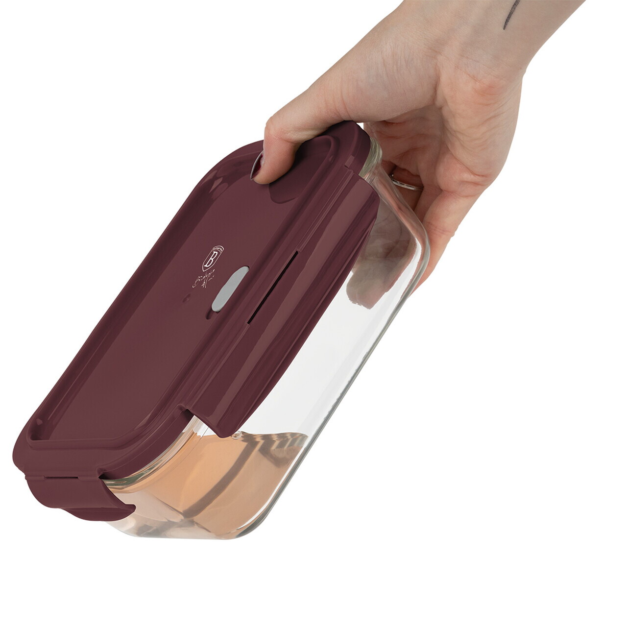 Set 3 caserole cu capac Berlinger Haus, Leonardo, 570 ml / 840 ml / 1.18 L, sticla/plastic, transparent/visiniu - view 5
