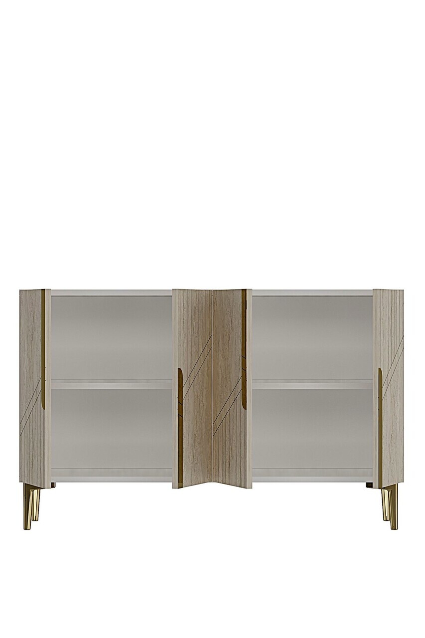 Consola, Hanah Home, Evva 120, 120x75x32 cm, White / Travertine / Gold — imaginea 4