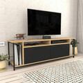 Comoda TV, Retricy, Omar, 160x35x50.8 cm, PAL, Stejar / Negru