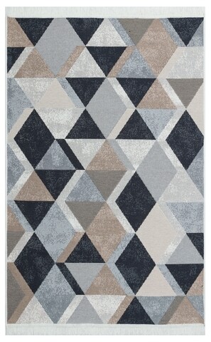 Covor Kilim cu 2 fete, Arya 10 Beige/Black, Baketo, 100% bumbac reciclat, 80×300 cm Covoare