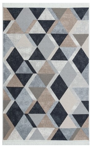 Poza Covor Kilim cu 2 fete, Arya 10 Beige/Black, Baketo, 100% bumbac reciclat, 80x300 cm