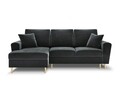 Coltar extensibil stanga 4 locuri, Moghan, Micadoni Home, GL, 241x145x88 cm, catifea, gri inchis